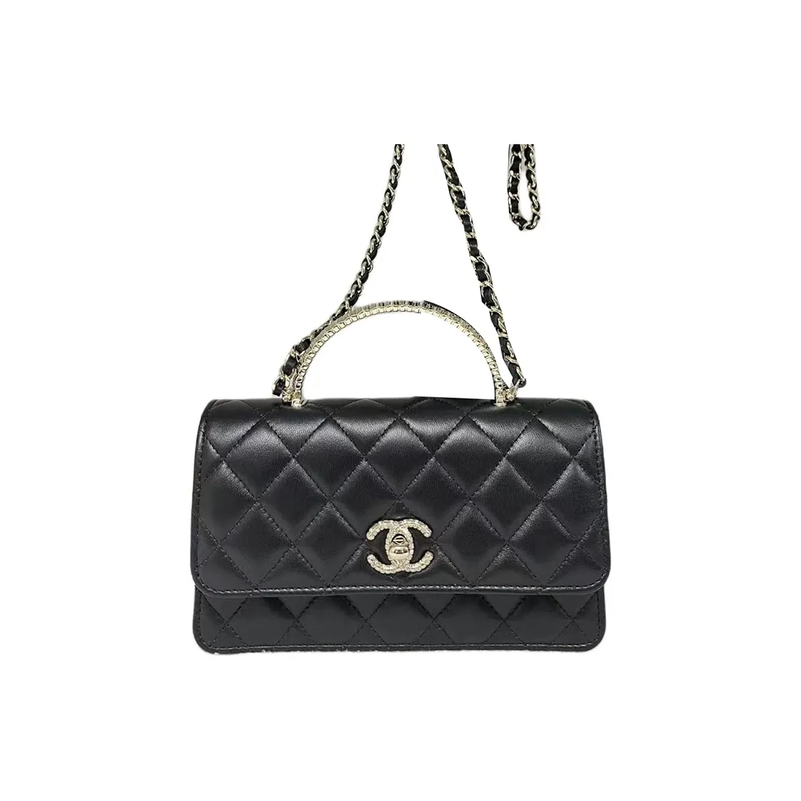 CHANEL Lambskin Shoulder Bag, Crossbody Bag, Handbag Women's Black