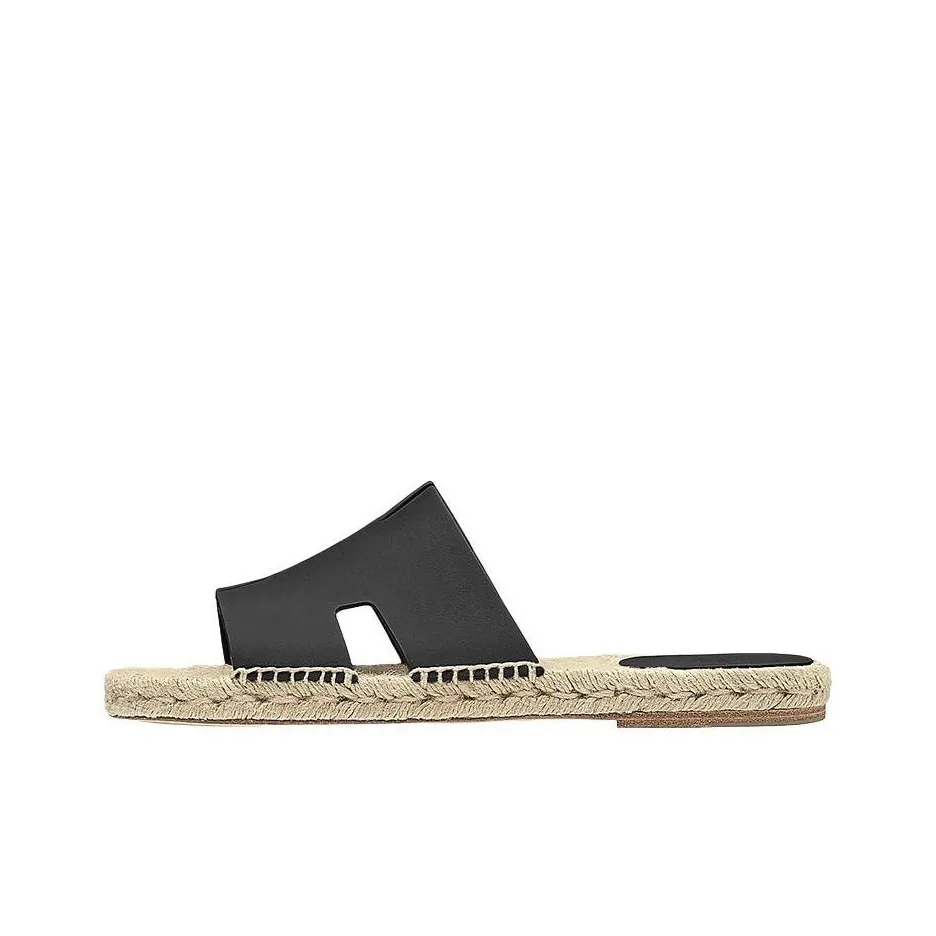 HERMES Antigua Stylish Sandals Men's Black