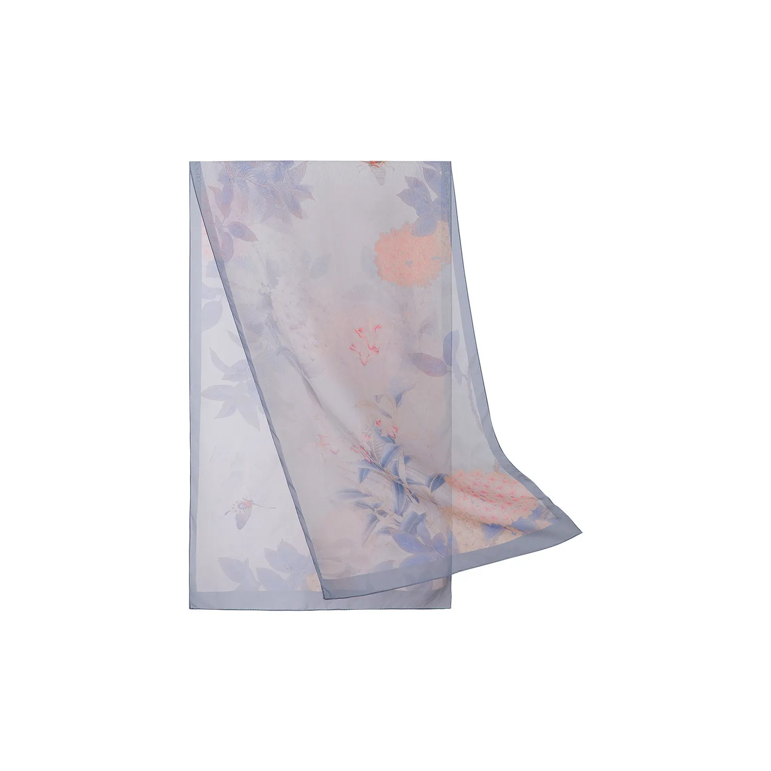 WENSLI Шифон Шелк Шарф Длинный Шарф с Бабочка Wa Floral Medley Дизайн Женский