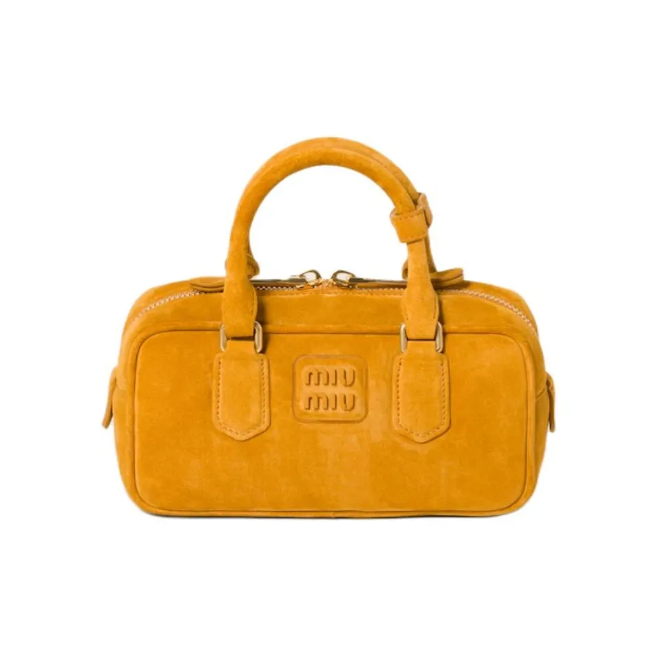 MIU MIU Arcadie Series Suede Shoulder Bag Crossbody Bag Handbag Women's Yellow