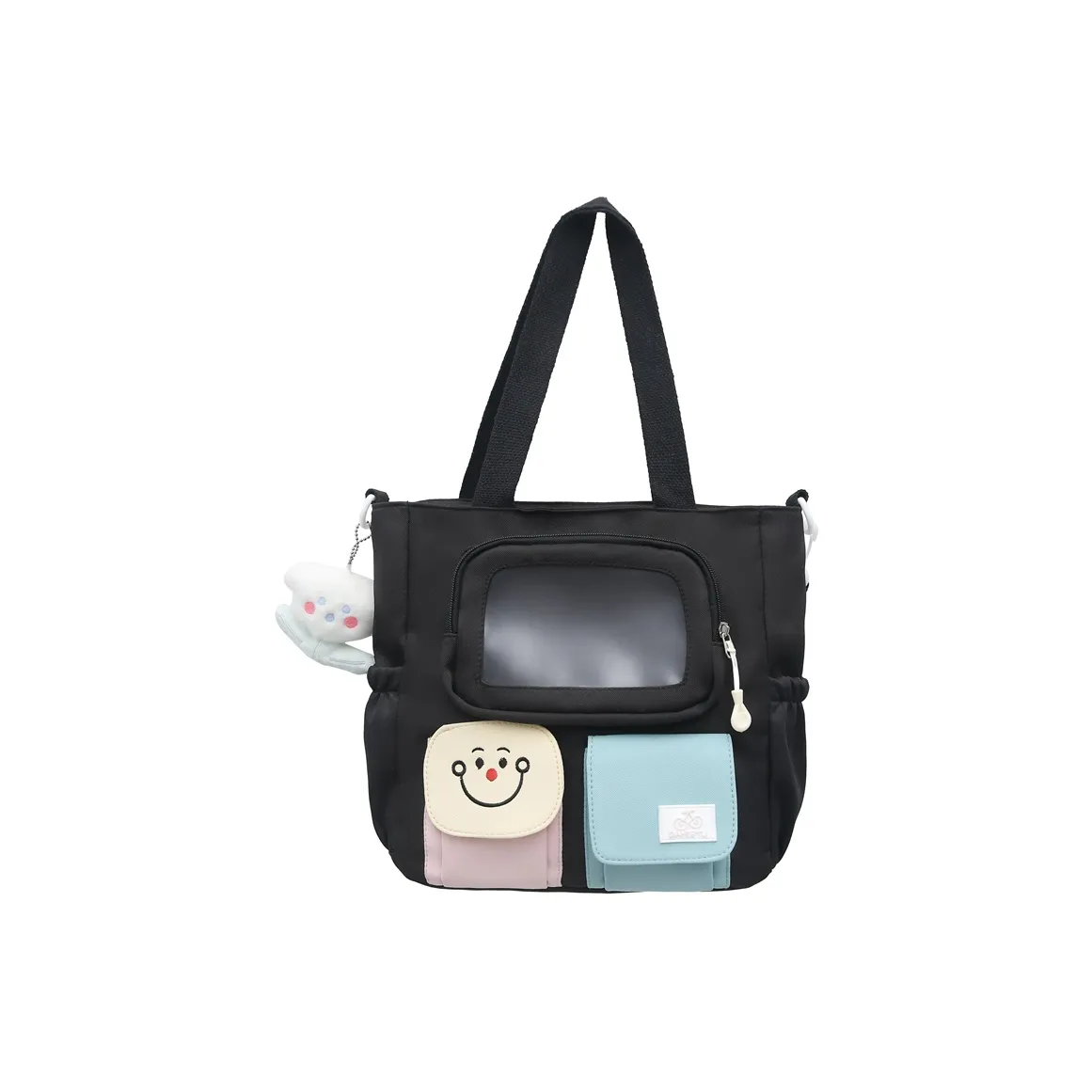 Travel Nylon PVC Shoulder Bag, Crossbody Bag Women's Black/White/Pink/Yellow/Blue
