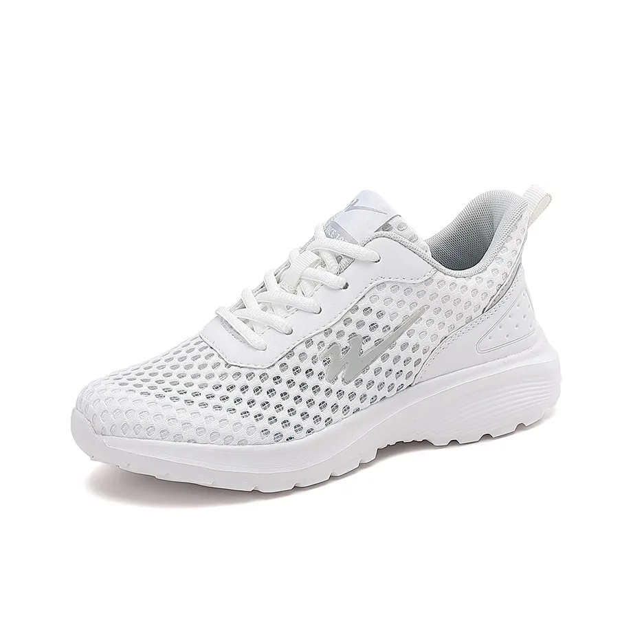 Binary Cushioning Rebound Height Increasing Lightweight Slip Resistant Low Top Running Shoes Women's White Gray
