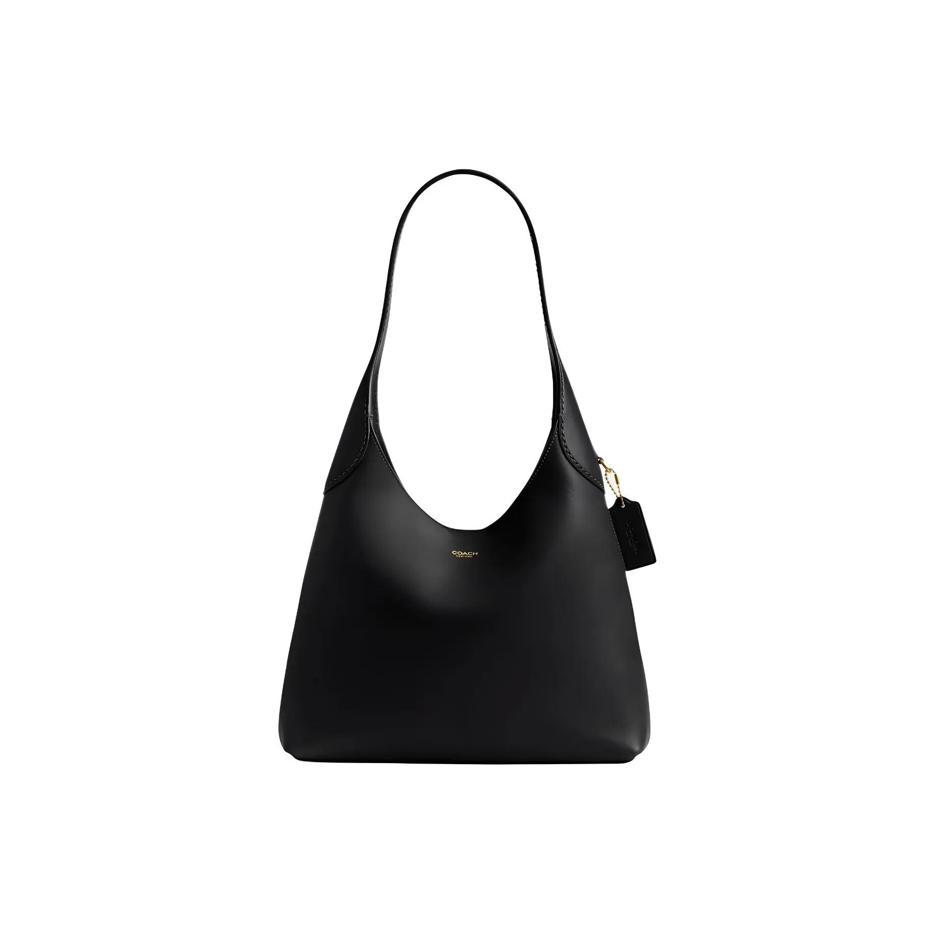COACH Brooklyn Grain Leather Hobo Bag, Handbag, Shoulder Bag Large Size Women's Brass & Black