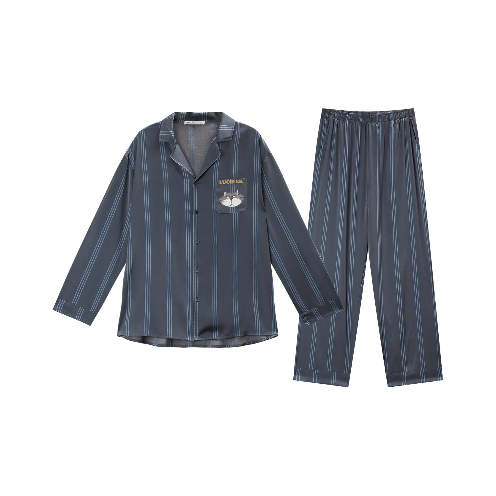GUKOO x DISHINI LUSIFU LIANMING Pajama Set Men's Dark Cyan Gray