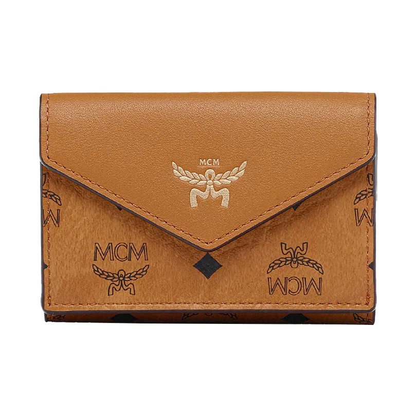 MCM Aren Canvas With Leather Classic LOGO Mini Wallet Mini Women's Cognac