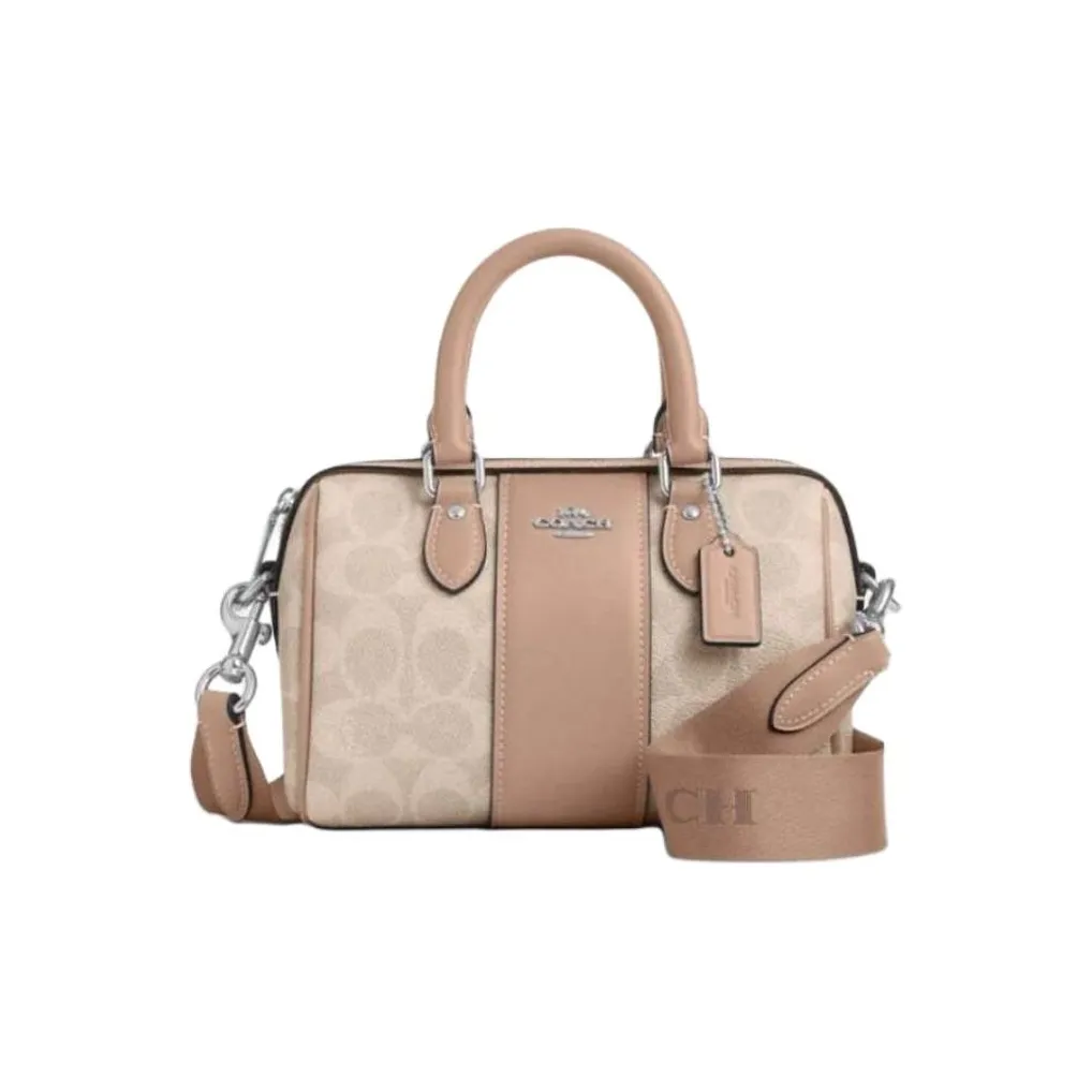 COACH Rowan Artificial Leather Crossbody One Shoulder Handbags Regular Women's Milk Tea Beige