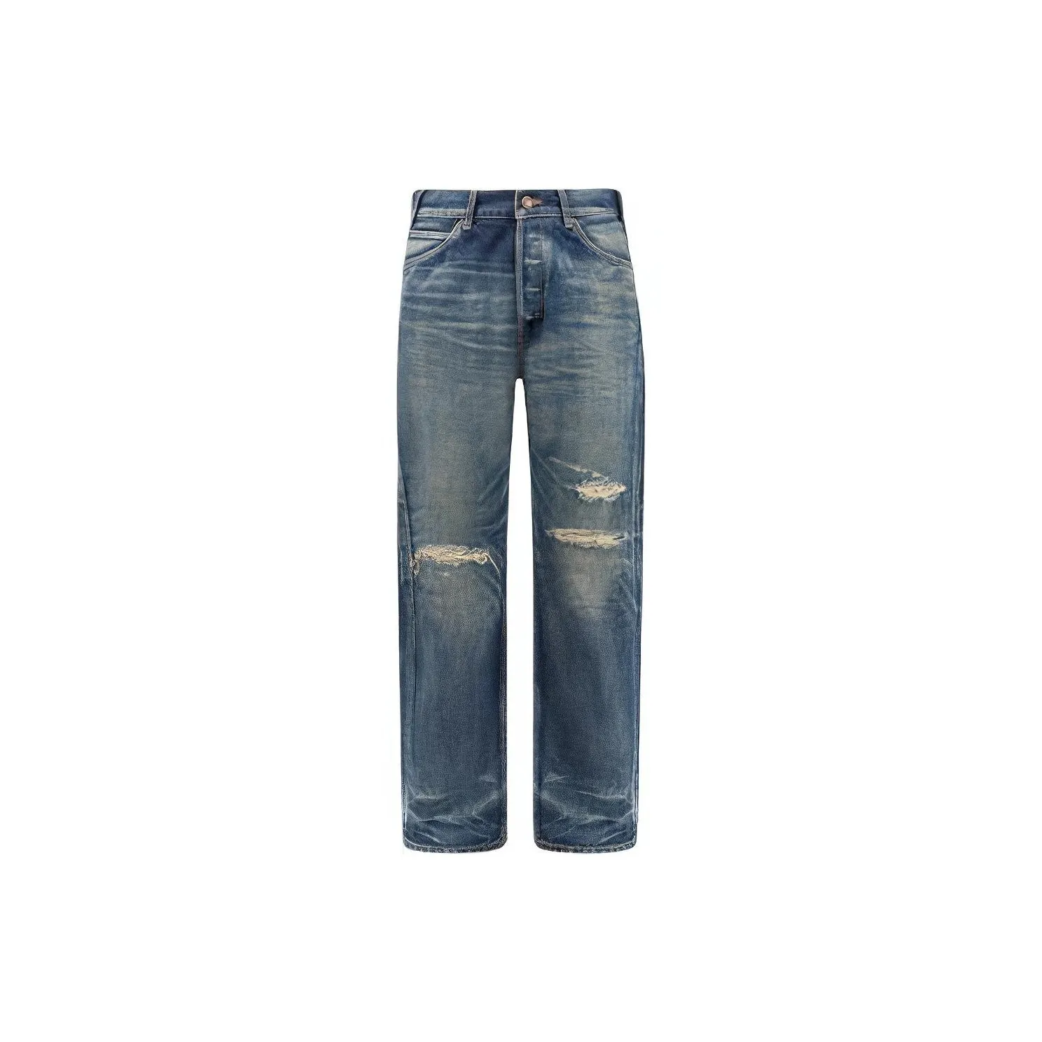 CELINE Kurt Jeans In Destroyed Blue Marble Denim