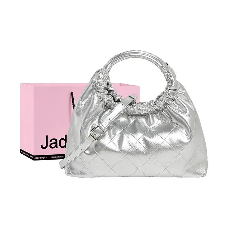 Jade En Plus Microfiber Leather Cloud Bag, Handbag, Shoulder Bag, Crossbody Bag Medium Size Women's Black/Silver/Brown