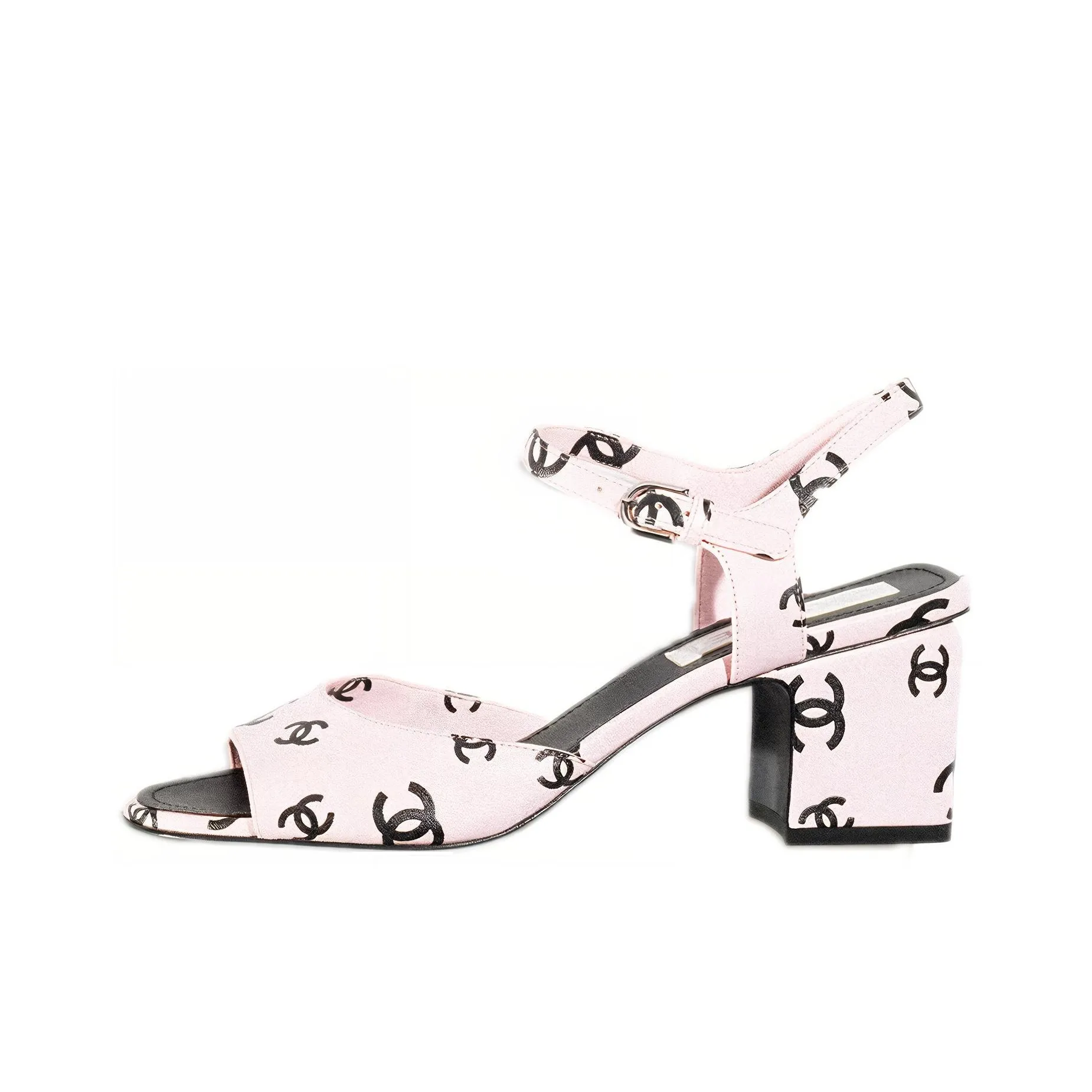 CHANEL Cc 65mm Heeled Sandal Light Pink Leather Women's