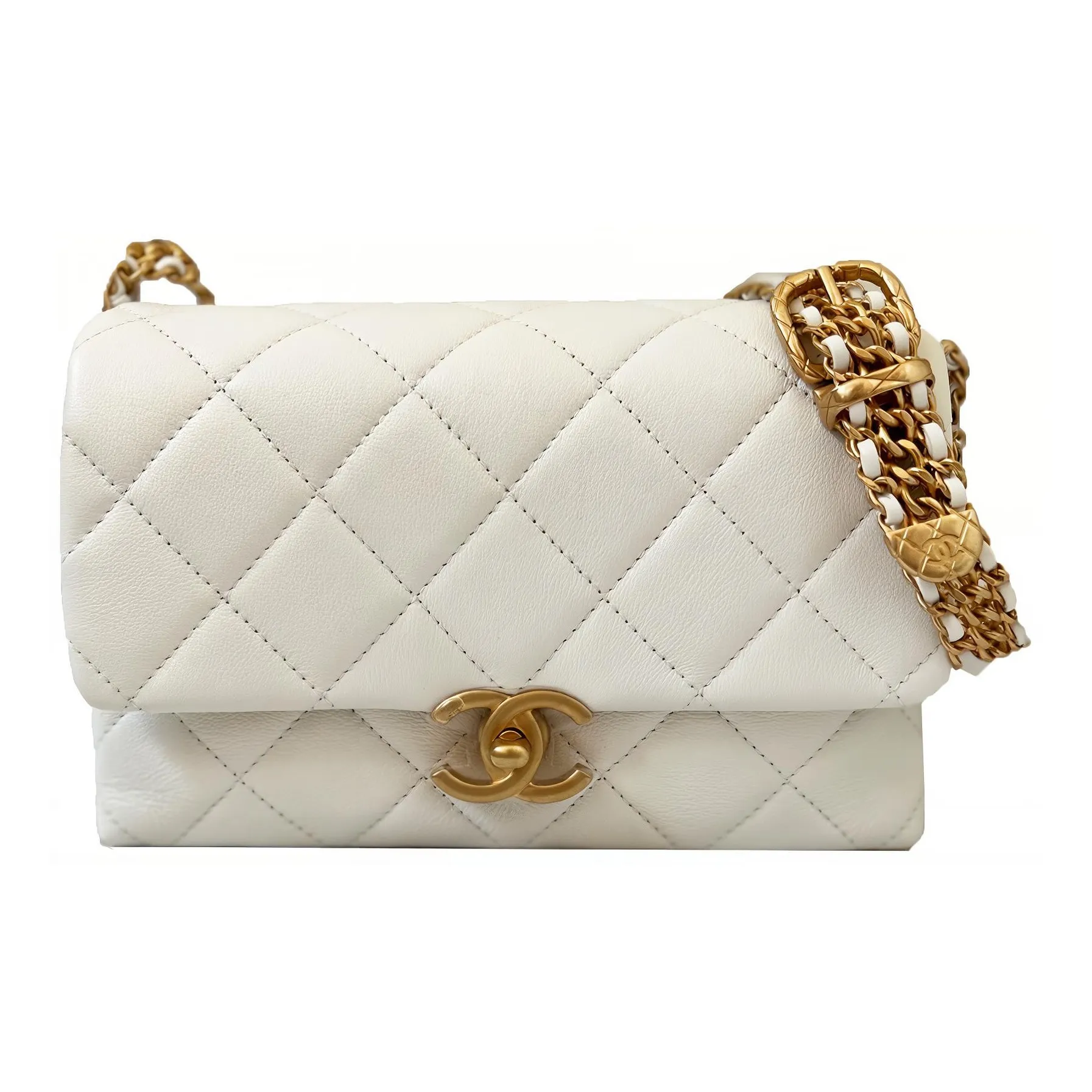 CHANEL Calfskin Shoulder Bag, Crossbody Bag Mini Women's White