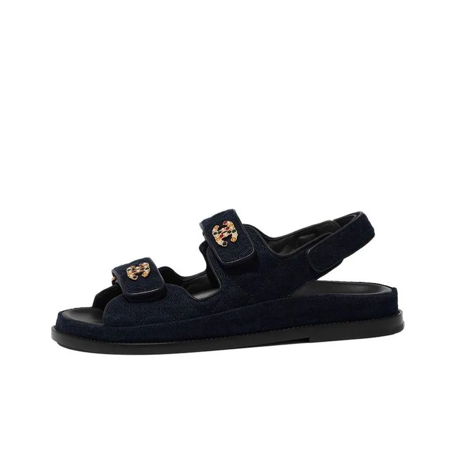 CHANEL Beach Sandals Women's Marine Blue