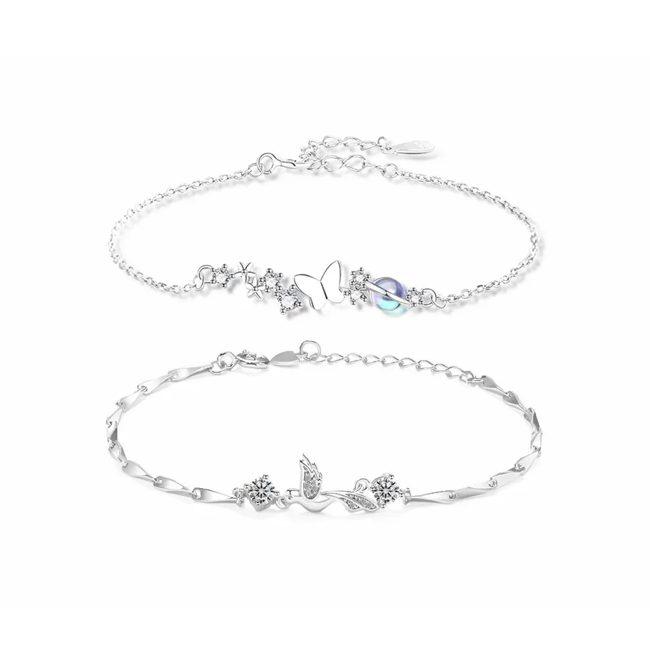 MUYAN Серебро S925 Синий Эвкалипт Бабочка Bestie Браслет Женский