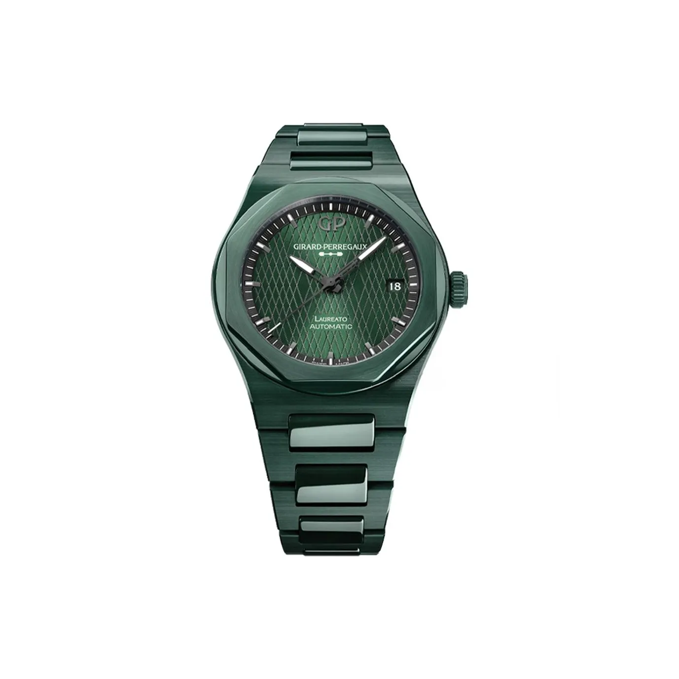 GP Laurel Series Automatic Mechanical Movement Women's Watch Watch 38mm Green Dial Ceramic Watch Case Ceramic Strap