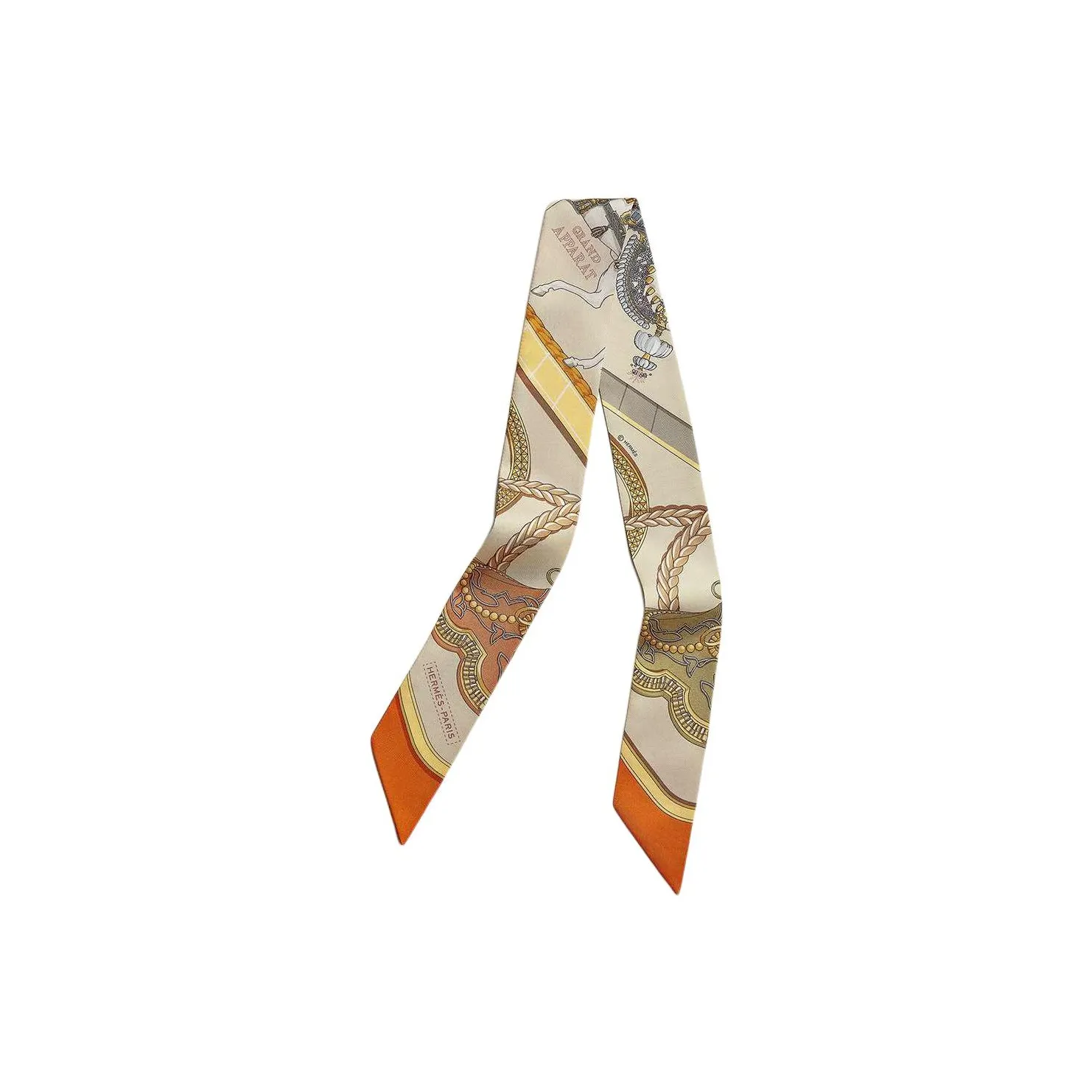 HERMES Шелковые шарфы Унисекс Бежевый Оранжевый Желтый