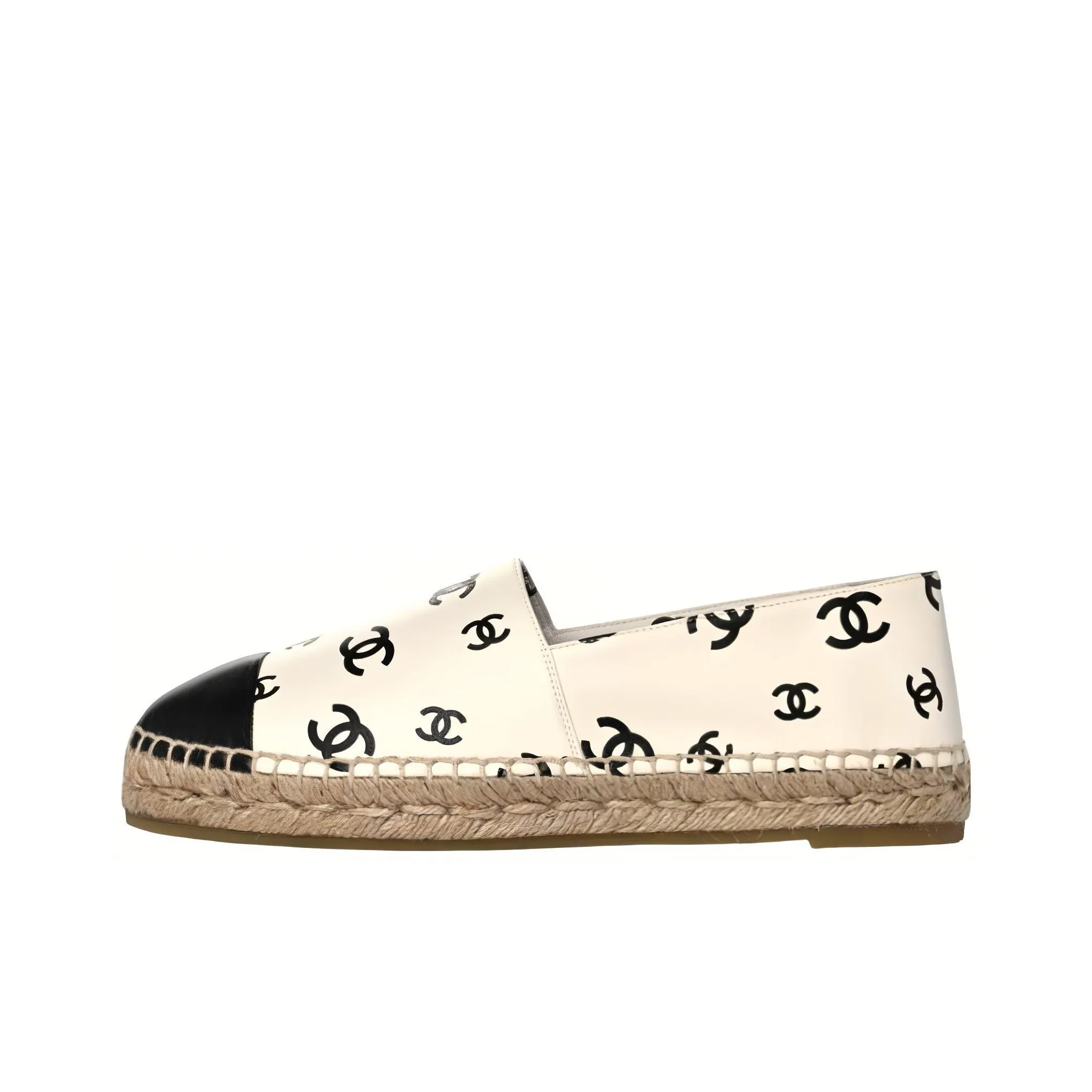 CHANEL Espadrilles Women's White Black