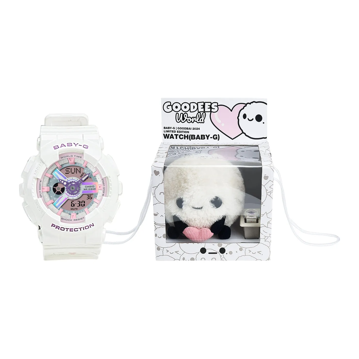 CASIO Малыш G X GOODBAI Коллаборация Коробка Кварцевый механизм Часы Женские Многоцветный циферблат часов