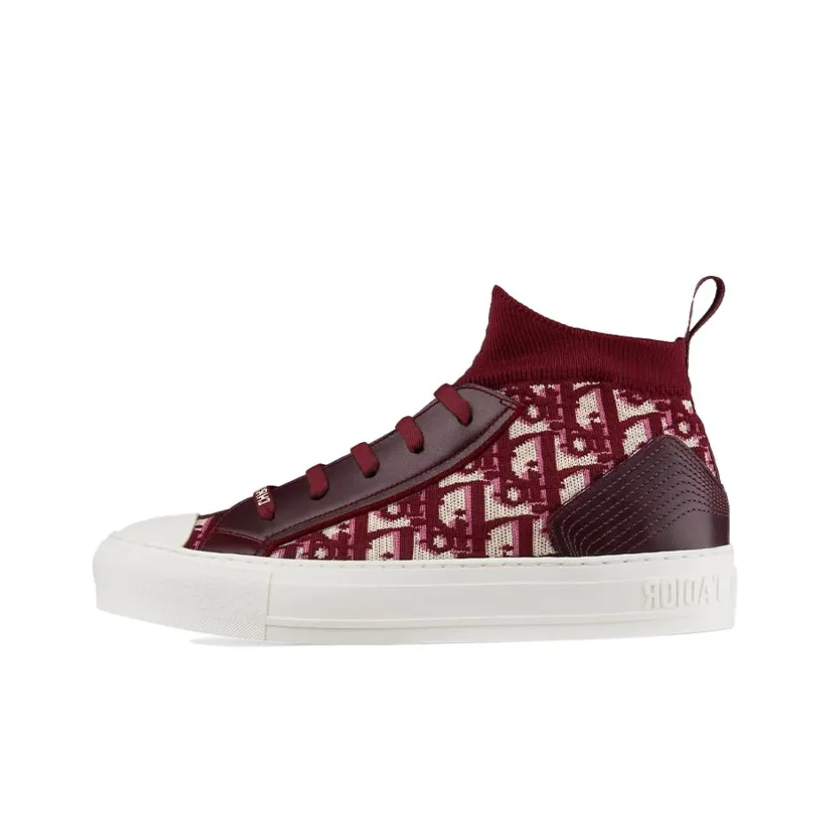 DIOR Walk'n'Dior Wear Resistant High Top Canvas Shoes Women's Red