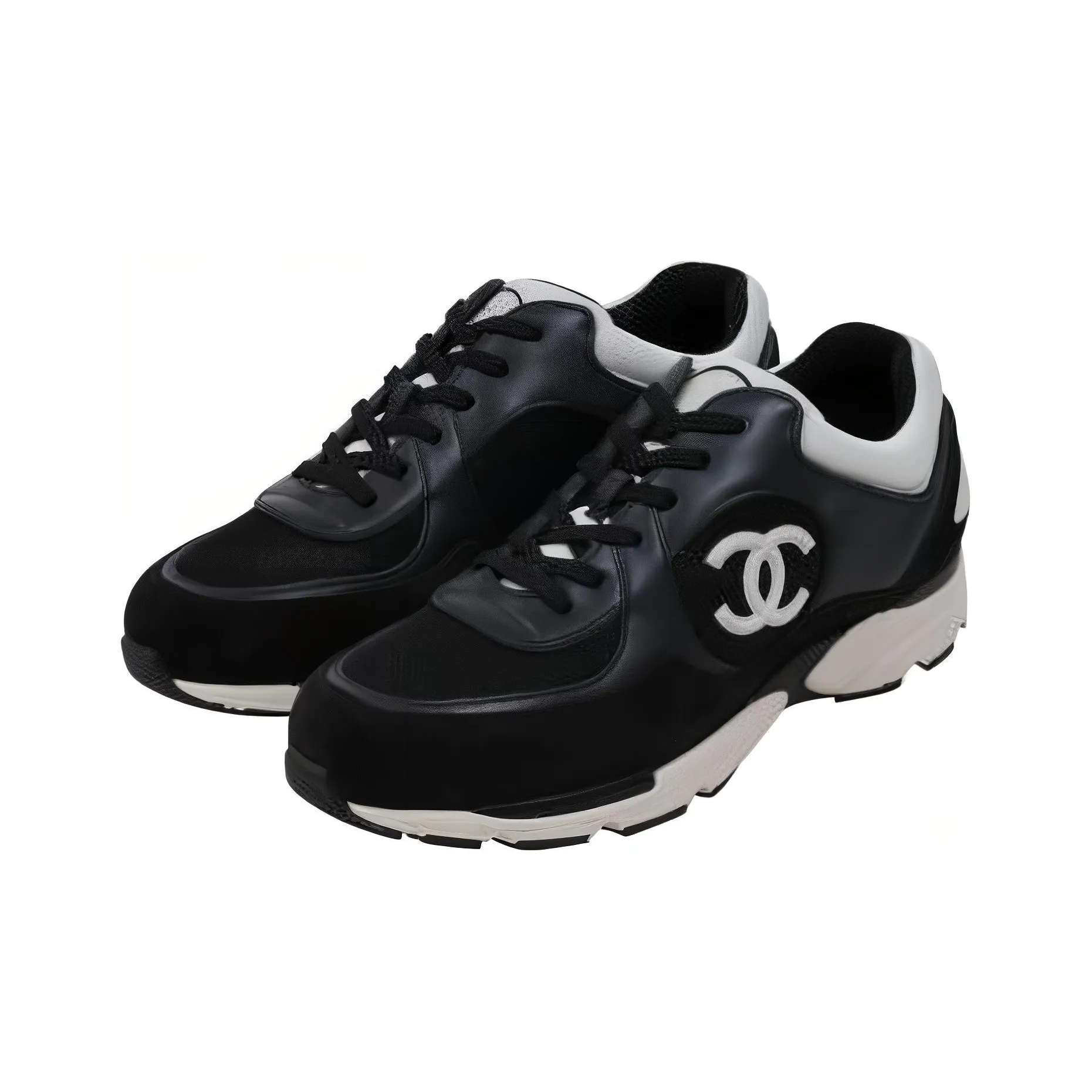 CHANEL Low top Casual Shoes Men's Black White