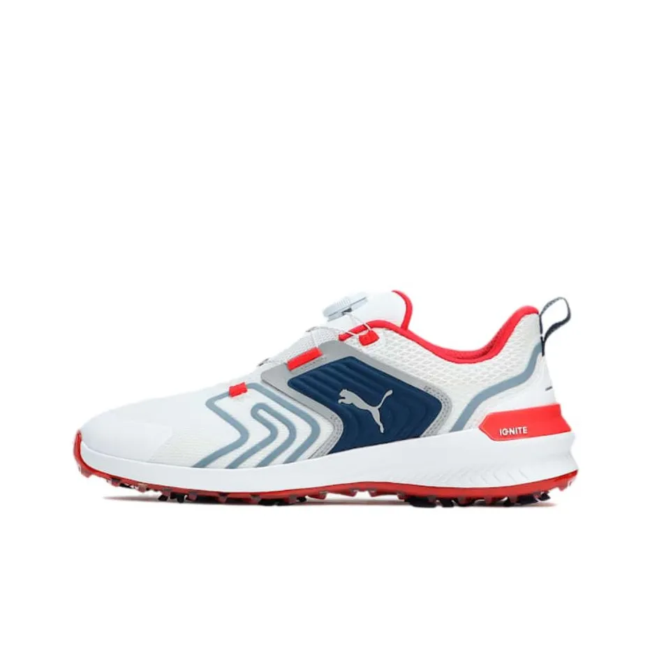 PUMA IGNITE Breathable Low Top Golf Shoes Men's White Red