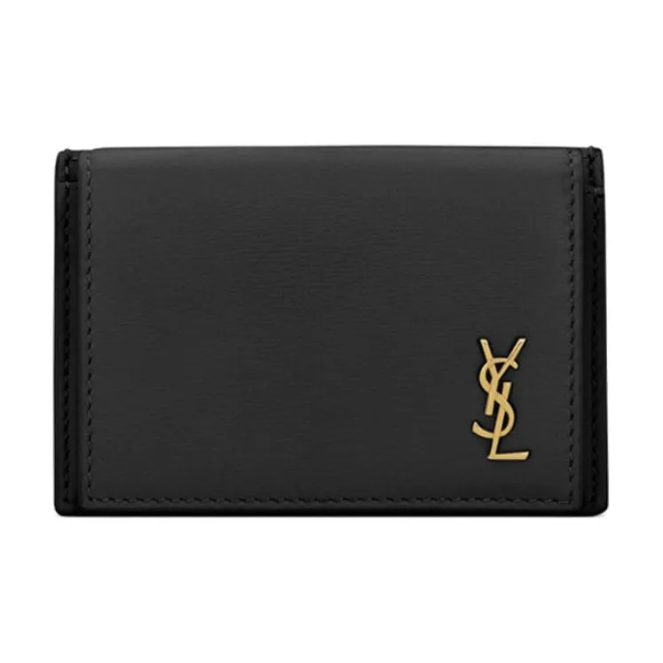 SAINT LAURENT Cow Leather Card Holder Women's Black