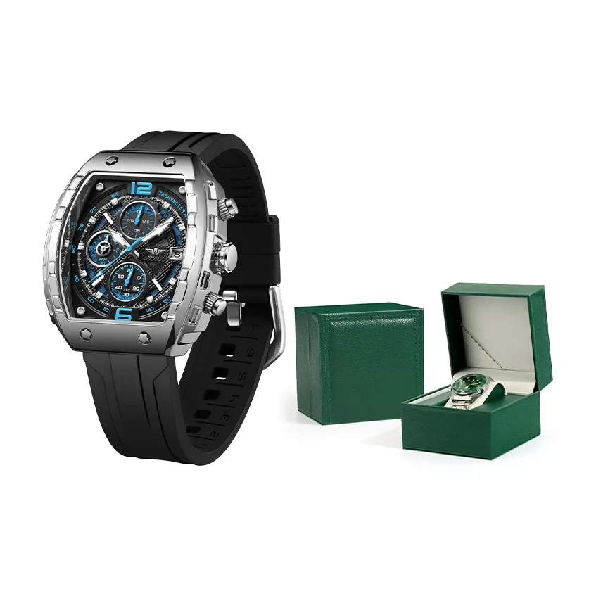 JINLERY Тонн-образный кварцевый механизм силиконовый ремешок мужские часы черный циферблат