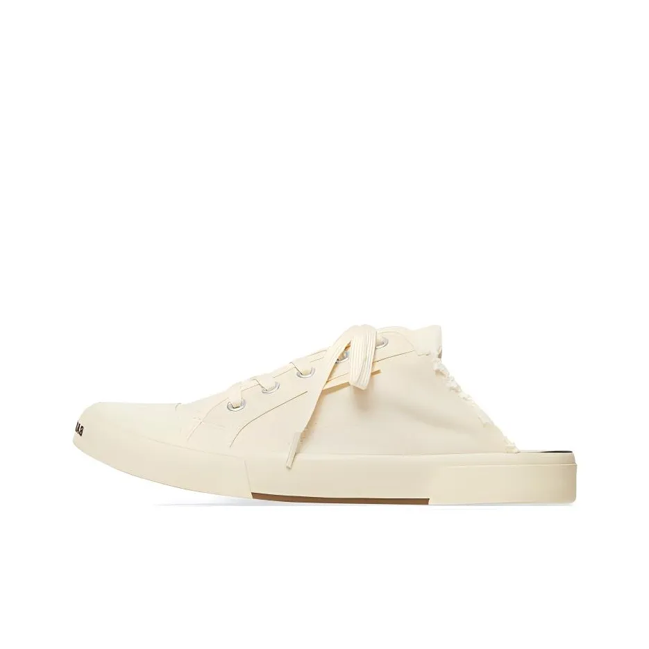 Balenciaga Paris Mules 'White Destroyed Cotton And White Rubber'