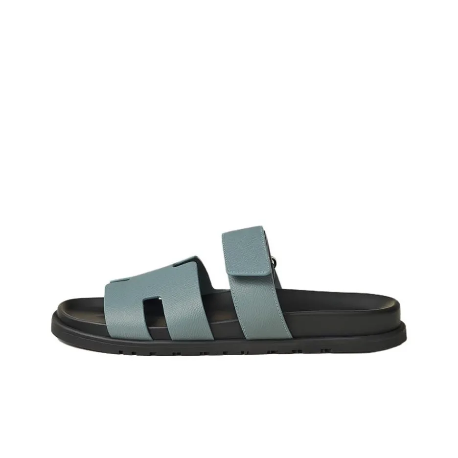 HERMES Chypre Rubber Sole Slip Resistant Slide Slippers Men's Blue