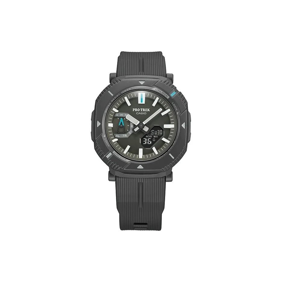 CASIO Кварцевый механизм Унисекс Коллекция PRO TREK Двойной циферблат Часы 50,3мм*46мм*13,6мм Черный