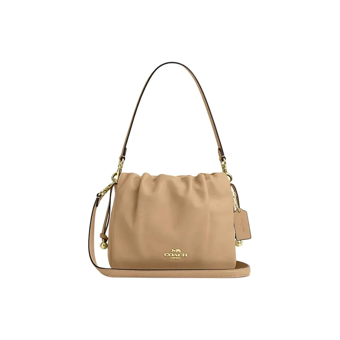 COACH Faye Cow Leather Cloud Bag, Handbag, Shoulder Bag Tubas Women's Brown Yellow