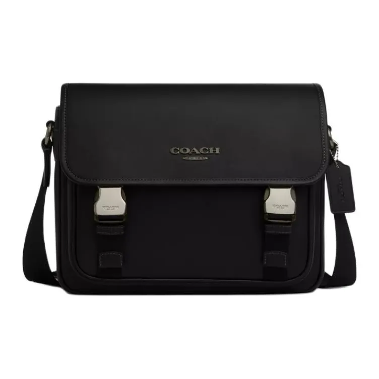 COACH Messenger Smooth Calf Leather Shoulder Bag Crossbody Bag Men's Black