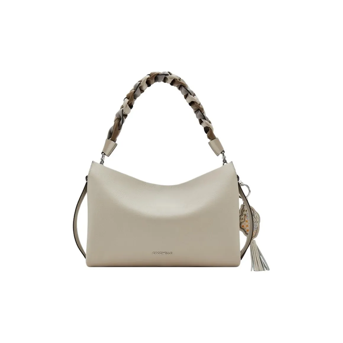 COCCINELLE Ji Cheng Collaboration Cow Leather Crossbody Bag Shoulder Bag Large Size Women's Shell Gray