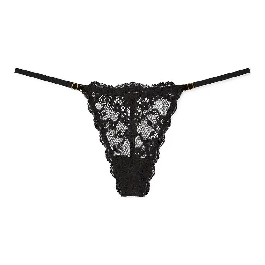 Victoria's Secret Fantasy Collection DREAM ANGELS Кружево Регулируемый Стринг Трусики Черный Стринг Женские 1 Пачка Черный