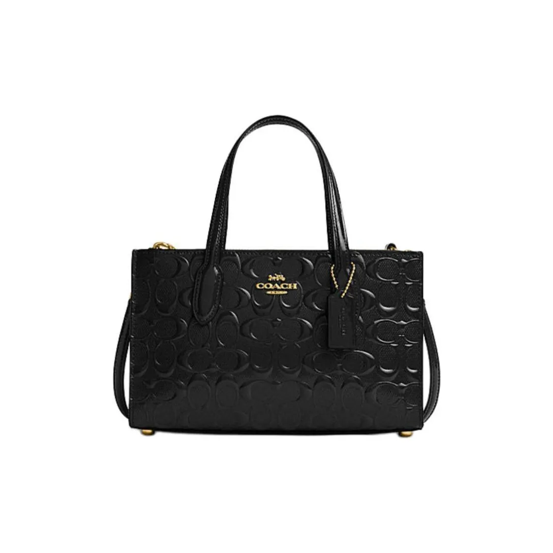 COACH Cow Split Leather Tote Bag Shopping Bag Handbag Small Size Women's Black