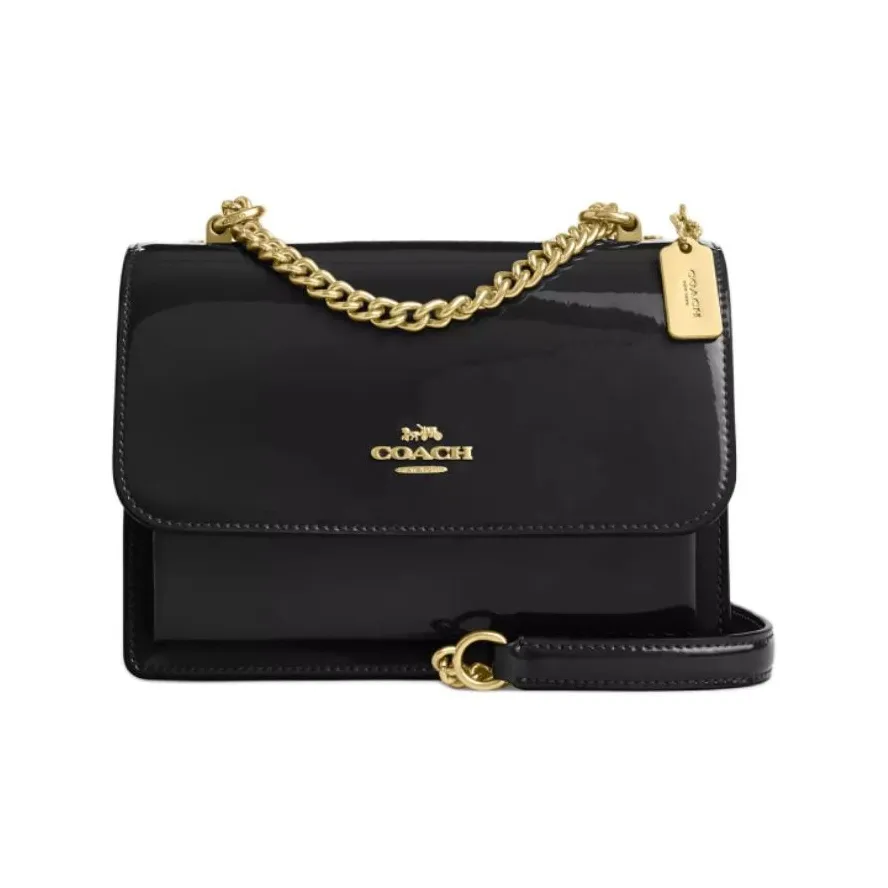 COACH Klare Patent Leather Smooth Leather Crossbody Bag Shoulder Bag Women
s Black