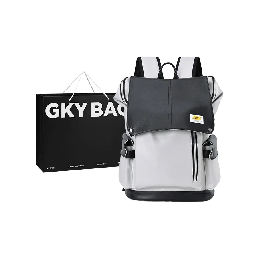 GKY ПУ (полиуретан) кожа большая вместимость повседневный бизнес ноутбук рюкзак модный стильный стандартный мужской черный серый