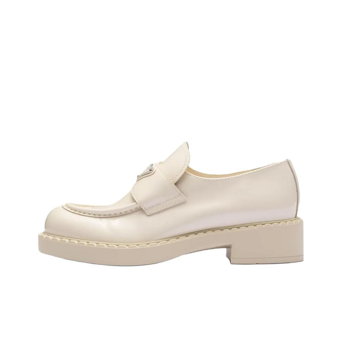 PRADA Chocolate Patent Leather Loafers 'Ivory' Women's