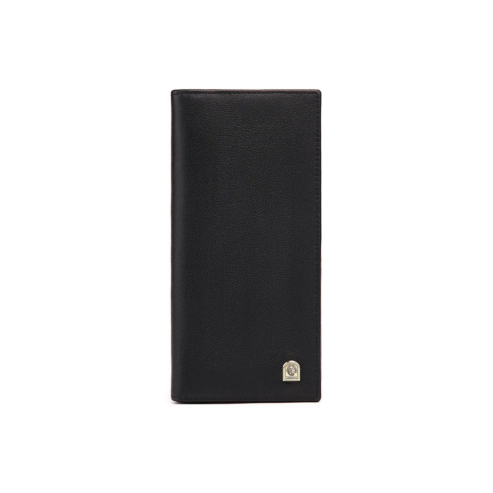 Old Man's Head Cow Leather Long Wallet With Leather Clip Money Clip Regular Men's Black
