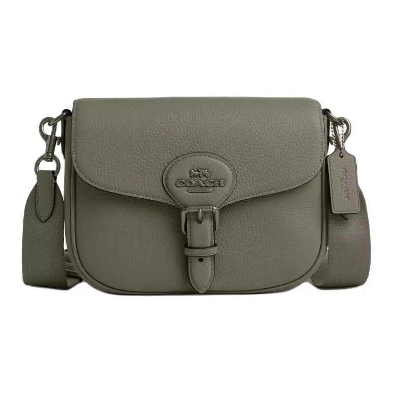 COACH Amelia Каменная кожа Сумка через плечо Средняя Женская Металлическая и Армейская зеленая