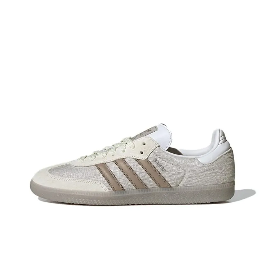 Adidas Originals SAMBA OG Anti Slip Wear Resistant Low Top Skateboard Shoes Unisex Silver Beige Brown