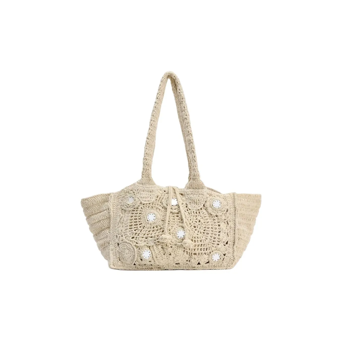 ZARA Cotton Tote Bag Shopping Bag Handbag Shoulder Bag Large Size Women's Tan
