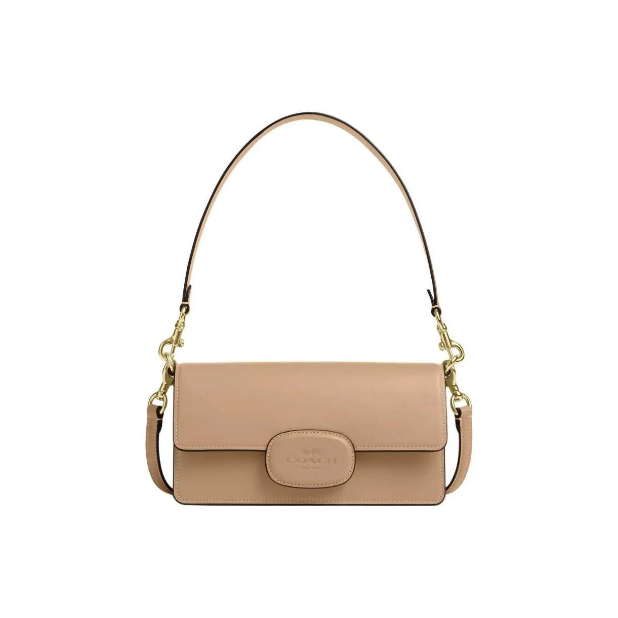 COACH Eliza Утонченный Телячья кожа Портативный Сумка через плечо Сумка через плечо Средний Женская Коричневый