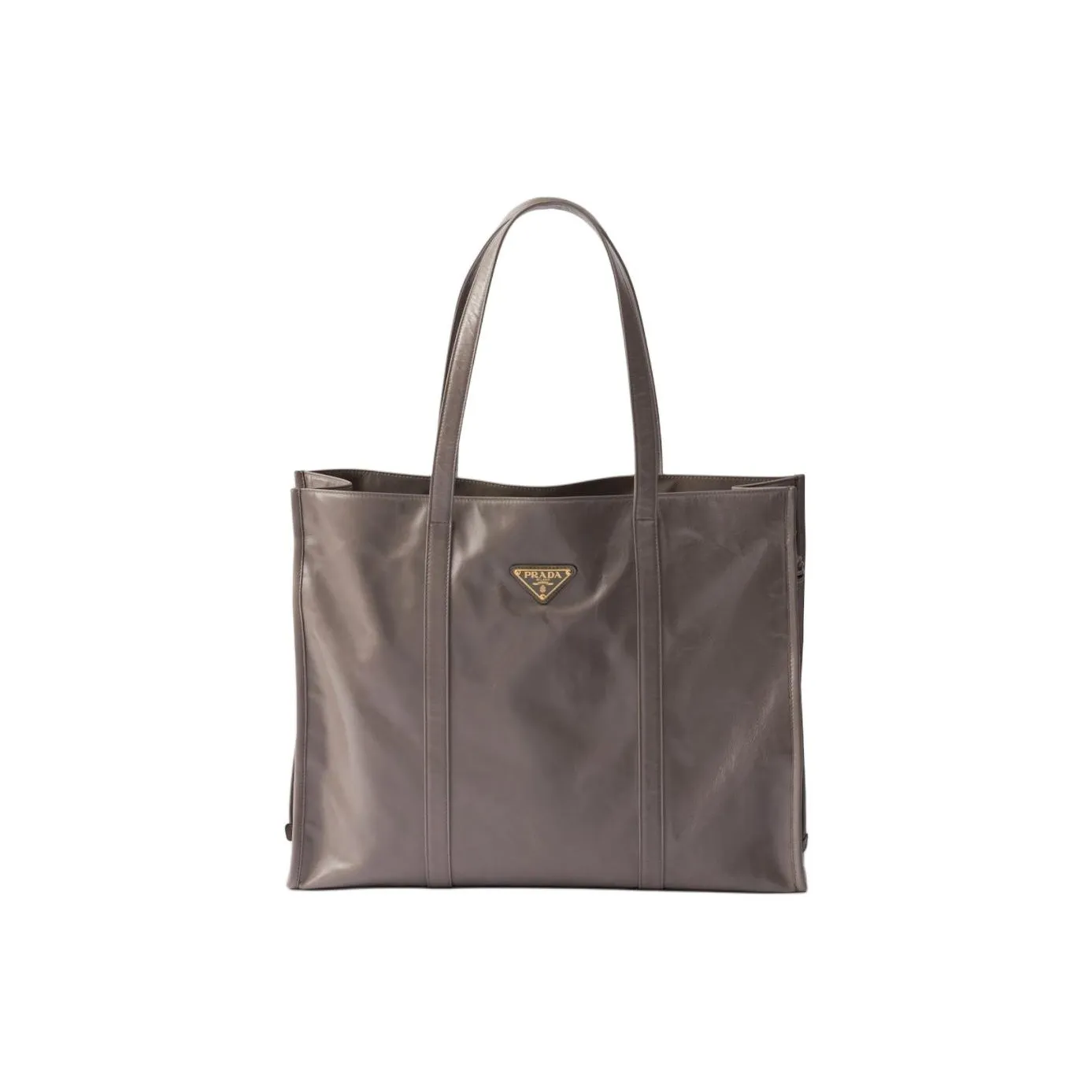 PRADA Leather Tote Bag, Shopping Bag, Handbag Tubas Women's Tin Gallium