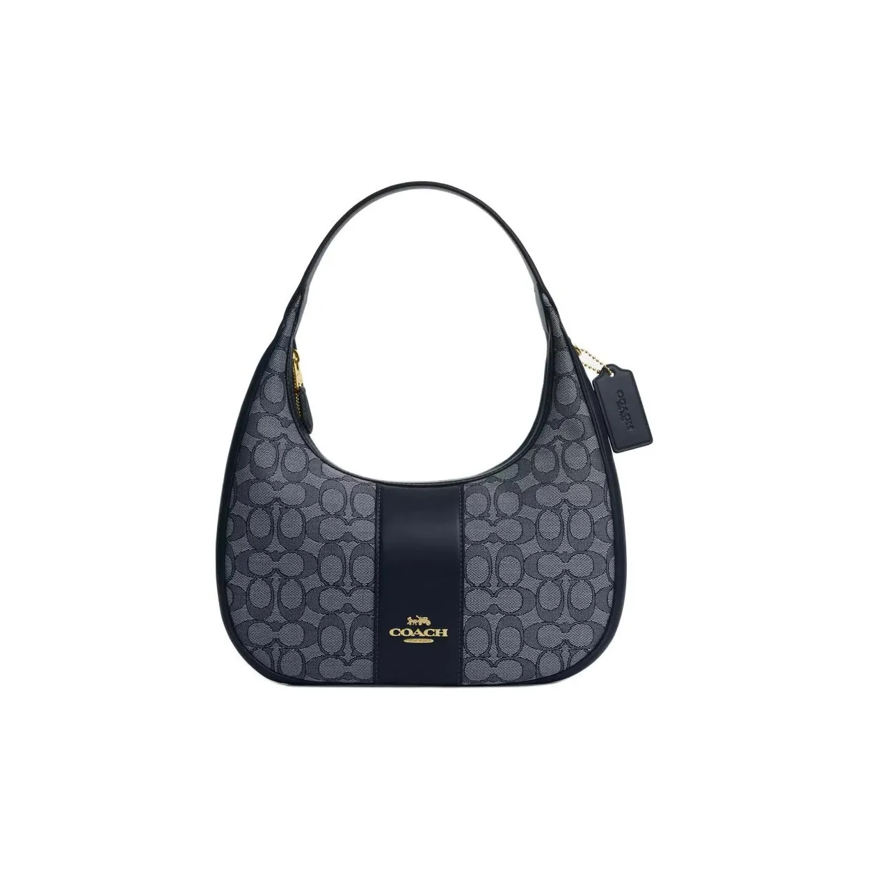 COACH CARMEN Жаккард с кожаными вставками Сумка через плечо Большая Женская Полночь Морской Синий