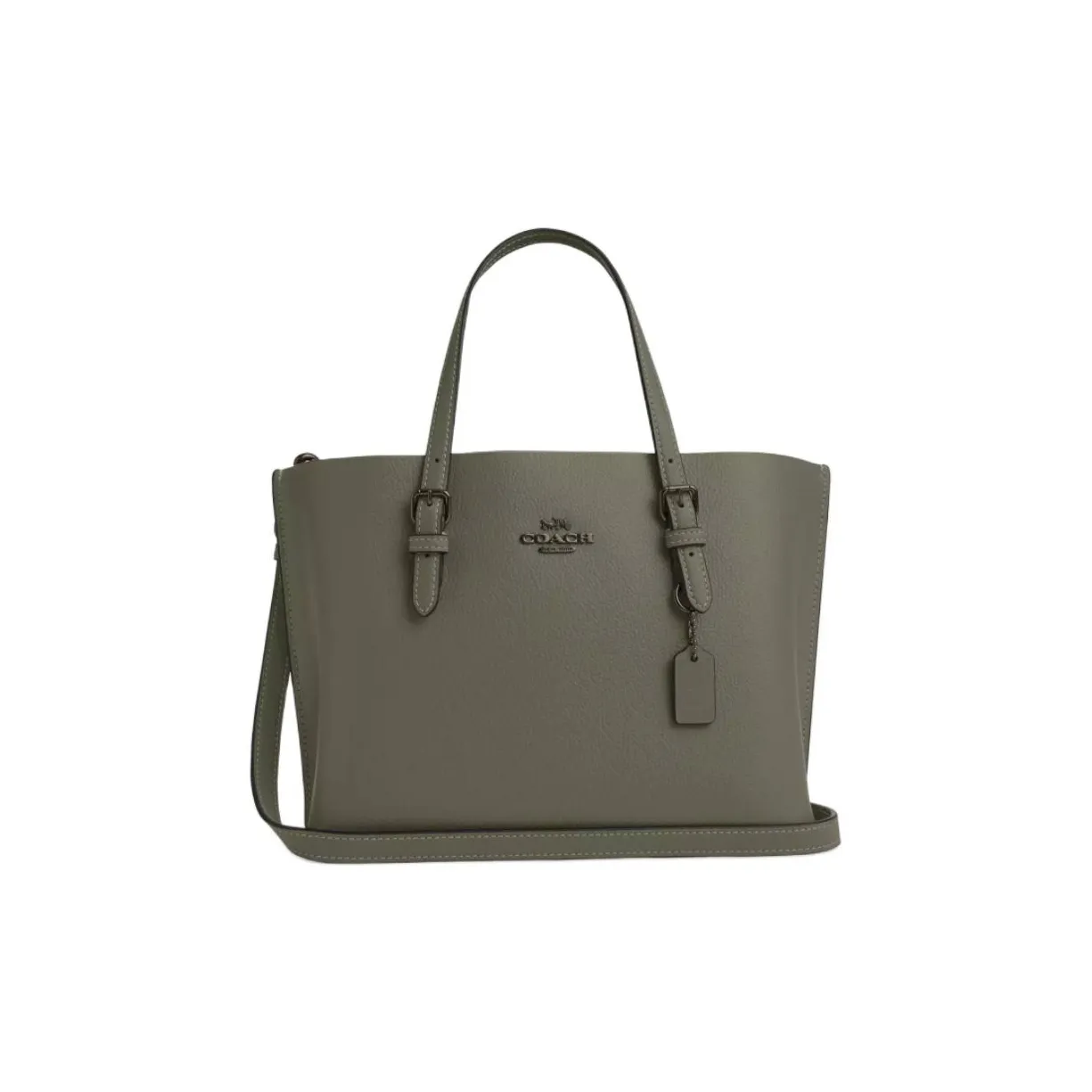 COACH Mollie Double Sided Leather Tote Bag, Shopping Bag, Handbag Medium Size Women's Army Green