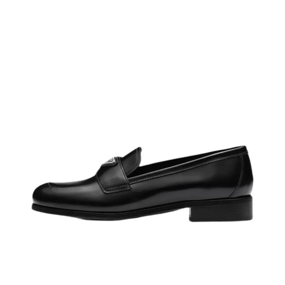 PRADA Bushed Leather Loafers 'Black' Women's