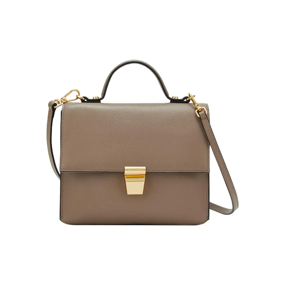 COCCINELLE Cow Leather Doctor Bag, Portable Crossbody Bag, Shoulder Bag Trumpets Women's Light Gray