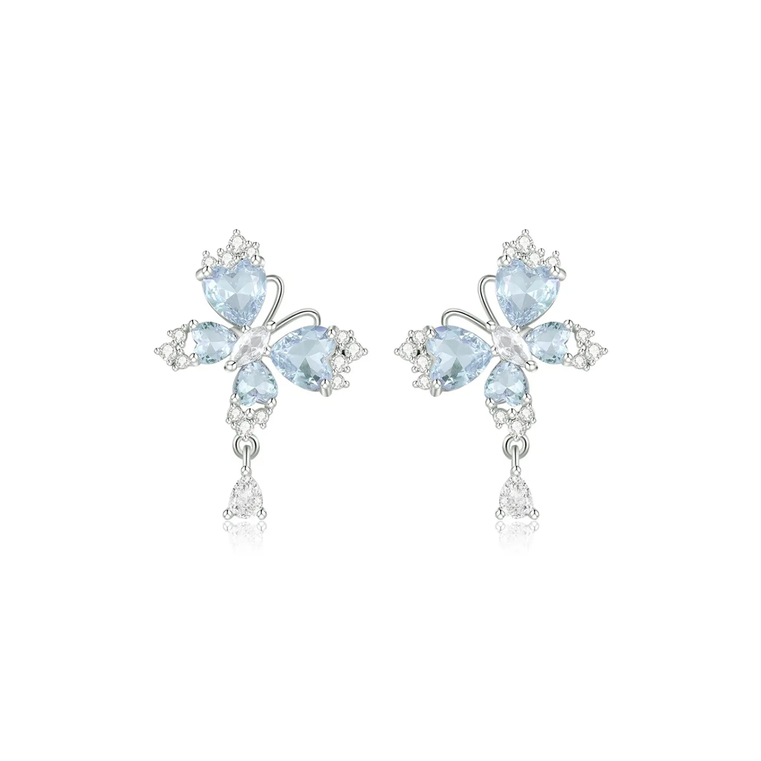 DVNRR S925 Серебряные Серьги-гвоздики Женские Набор в Подарочной Коробке