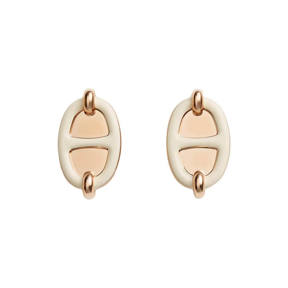 HERMES Metal Rose Gold-Plated Earrings Women's Rose Gold