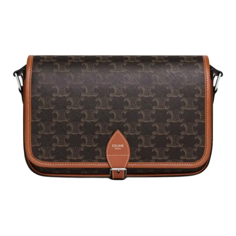 CELINE Cow Leather Messenger Bag Shoulder Bag Crossbody Bag Small Size Men's Tawny