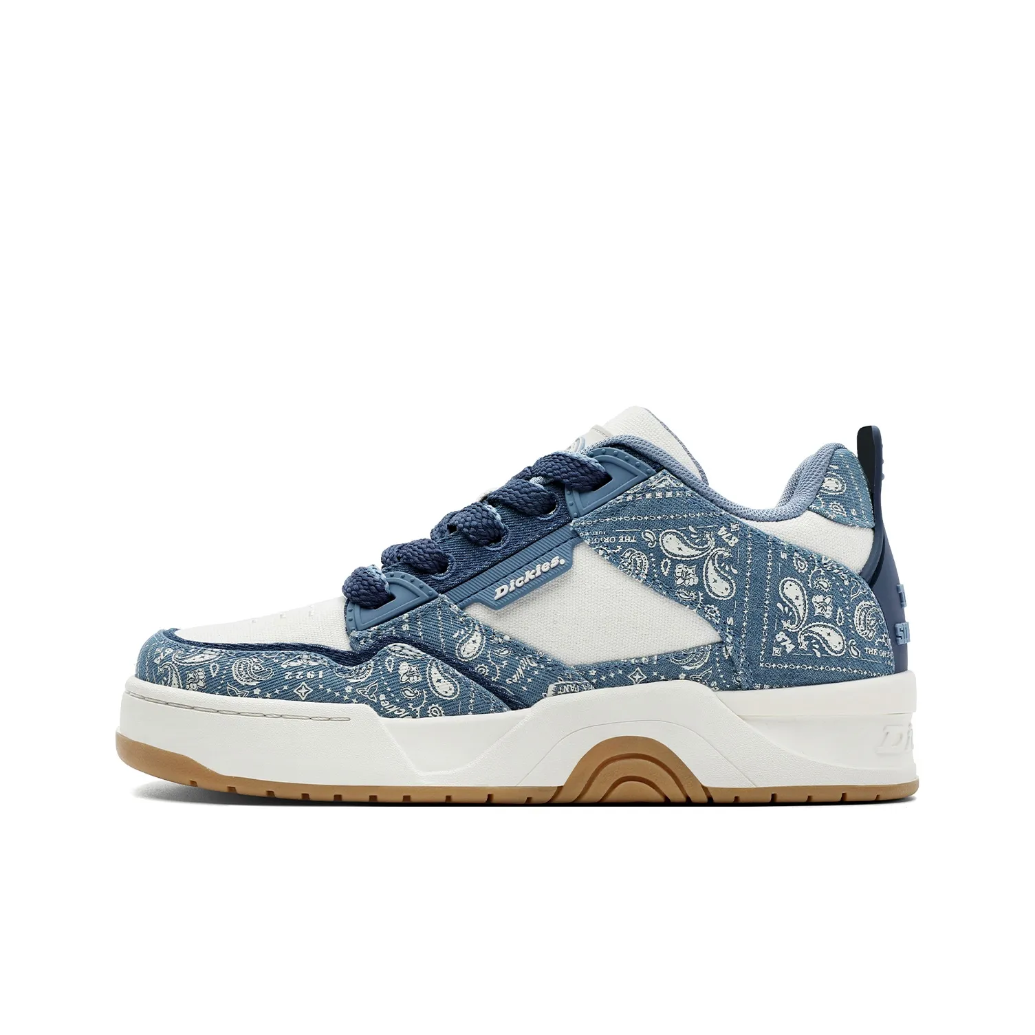 Dickies Пейсли Модные и Крутые Низкие Кроссовки для Скейтбординга Мужские Белые и Синие